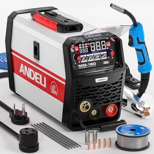 ANDELI 160A MIG Welder, GAS MIG/FLUX MIG/LIFT TIG/STICK 4-In-1 Multiprocess 110V/220V Dual Voltage Welder, LED Digital Display Synergic Control,Gas Gasless Welding Machine With welding rods - Image 1