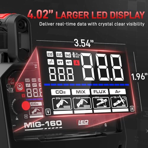 ANDELI 160A MIG Welder, GAS MIG/FLUX MIG/LIFT TIG/STICK 4-In-1 Multiprocess 110V/220V Dual Voltage Welder, LED Digital Display Synergic Control,Gas Gasless Welding Machine With welding rods - Image 5