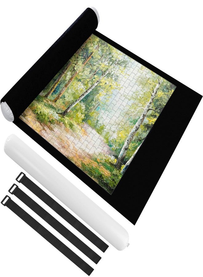 Ainiv Jigsaw Puzzle Mat Roll Up 1500 Pieces, 46" x 26" Portable Felt Puzzles Board with Travel Storage Bag, Jigsaw Saver Pad Keeper for Adults Teens, Black - Image 1