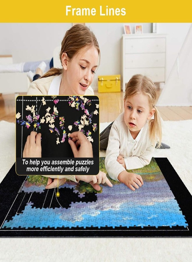 Ainiv Jigsaw Puzzle Mat Roll Up 1500 Pieces, 46" x 26" Portable Felt Puzzles Board with Travel Storage Bag, Jigsaw Saver Pad Keeper for Adults Teens, Black - Image 4
