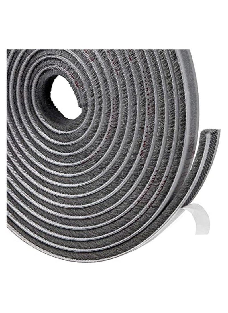 Zimtal Brush Weather Seal Strip for Sliding Windows/Doors Frame Side, Pile Self Adhesive Weatherstrip Seal Tape for Door Draft Stopper, SoundProof Winter Insulation, Size (9mm*9mm, Grey)  - Image 1