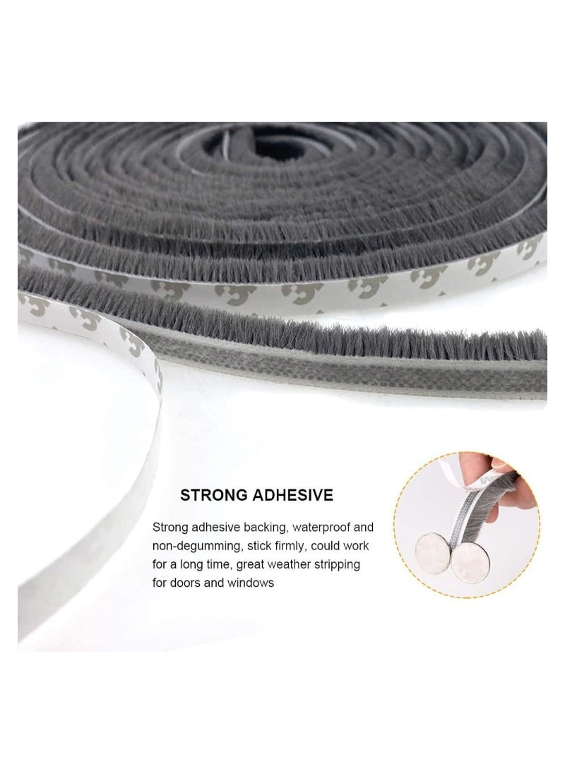 Zimtal Brush Weather Seal Strip for Sliding Windows/Doors Frame Side, Pile Self Adhesive Weatherstrip Seal Tape for Door Draft Stopper, SoundProof Winter Insulation, Size (9mm*9mm, Grey)  - Image 2