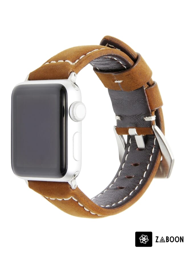 Zaboon Genuine Leather  Watch Band For Apple Watch Ultra 49mm / Series 8&7 45mm / SE 2&6&SE&5&4 44mm / 3&2&1 42mm(Matte Brown) - Image 1
