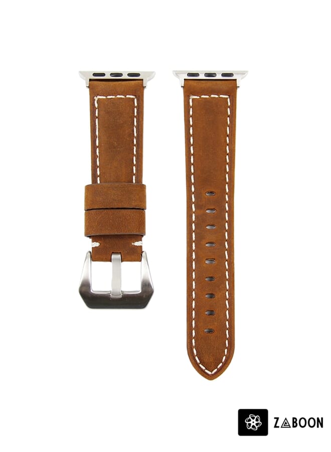 Zaboon Genuine Leather  Watch Band For Apple Watch Ultra 49mm / Series 8&7 45mm / SE 2&6&SE&5&4 44mm / 3&2&1 42mm(Matte Brown) - Image 2