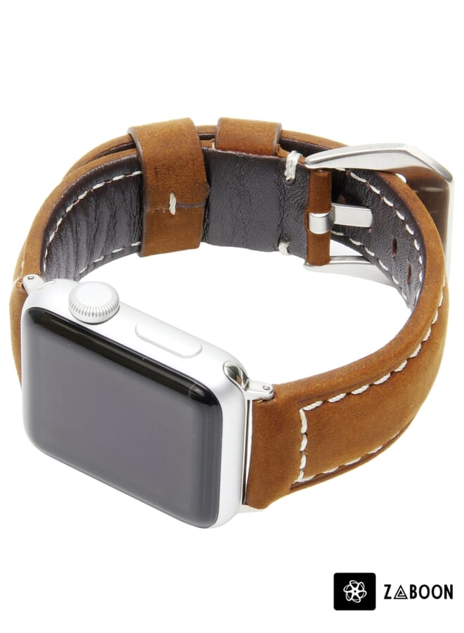 Zaboon Genuine Leather  Watch Band For Apple Watch Ultra 49mm / Series 8&7 45mm / SE 2&6&SE&5&4 44mm / 3&2&1 42mm(Matte Brown) - Image 5