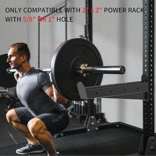 Kipika Safety Spotter Arms for 2" x 2" Power Racks with 5/8" or 1" Holes - Heavy Duty Barbell Safety Catches with Rubber Pad - Adjustable and Easy to Install - Set of 2 - Image 2