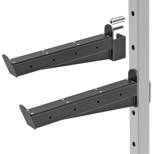 Kipika Safety Spotter Arms for 2" x 2" Power Racks with 5/8" or 1" Holes - Heavy Duty Barbell Safety Catches with Rubber Pad - Adjustable and Easy to Install - Set of 2 - Image 1