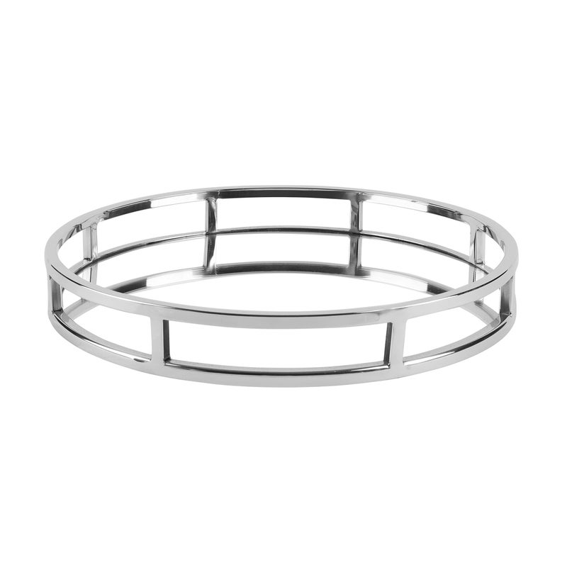 Elegance Elegance Round Mirror Tray 15 Inch Stainless Steel 