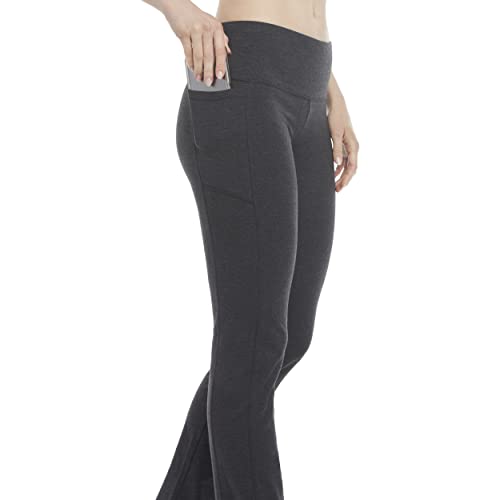 Energy Zone Womens Cotton Stretch Pocket Yoga Pants Charcoal Heather - Image 3