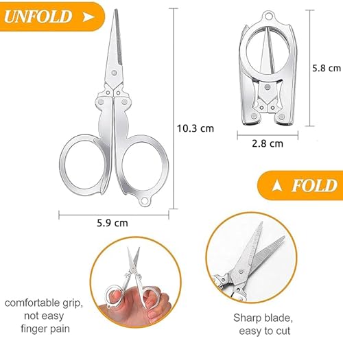 SpiderJuice 1Pc Stainless Steel Small Foldable Travel Pocket Size Portable Mini Scissors Cutter for Paper String Craft Shred Scissors Trimming for Mustache Beard Eyebrow Nose Hair for Men and Women - Image 4