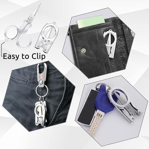 SpiderJuice 1Pc Stainless Steel Small Foldable Travel Pocket Size Portable Mini Scissors Cutter for Paper String Craft Shred Scissors Trimming for Mustache Beard Eyebrow Nose Hair for Men and Women - Image 5