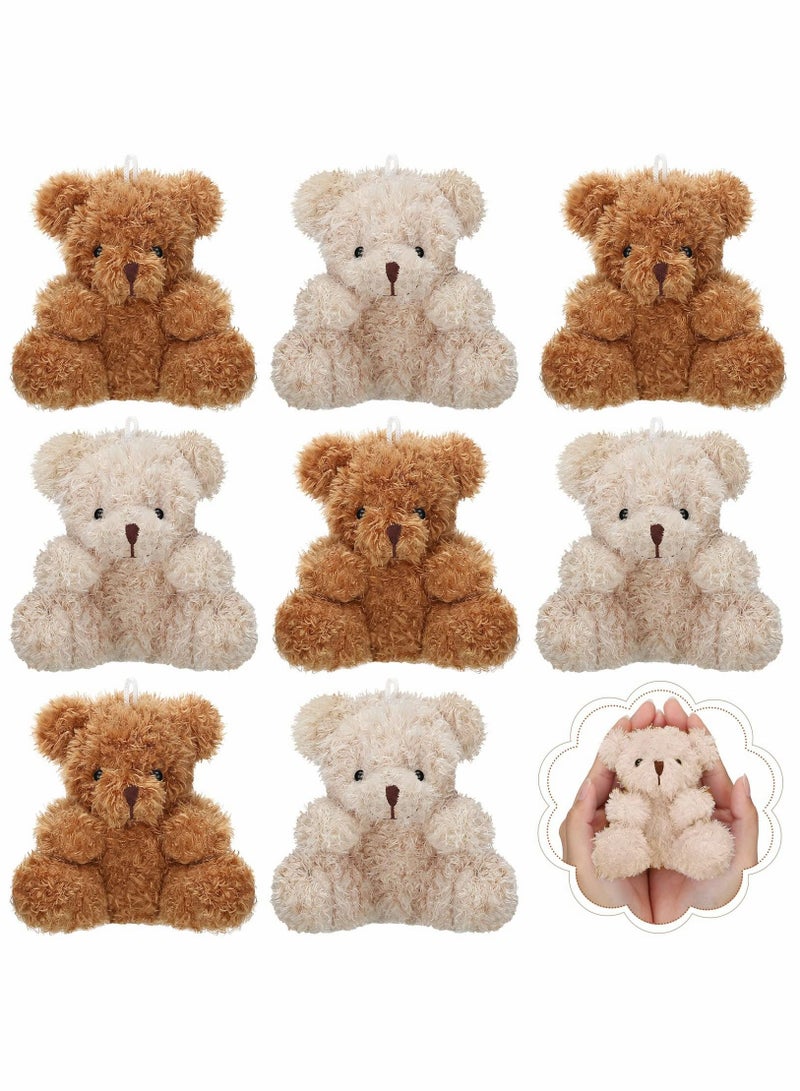 SYOSI Plush Teddy Bear Pendant, Mini Animal Soft Doll Toys for Keychain Bag DIY Decorations, Birthday Wedding Graduation Gifts, Gift Box Filled Party Decorations 8pcs, Brown, Apricot  - Image 1