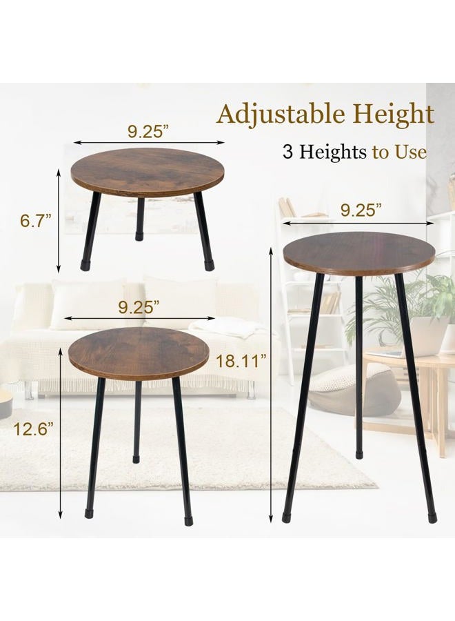 ARTORA Indoor Plant Stand, Mid Century Wood Plant Stool Adjustable Corner Tall Plant Sand Wooden Small Round End Table 18 Inch Plant Holder for Flower Pots Modern Home Decor (Brown) - Image 3