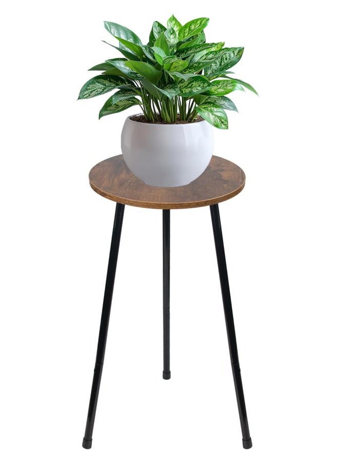 ARTORA Indoor Plant Stand, Mid Century Wood Plant Stool Adjustable Corner Tall Plant Sand Wooden Small Round End Table 18 Inch Plant Holder for Flower Pots Modern Home Decor (Brown) - Image 1