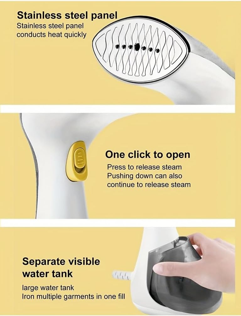 KLIKON Portable Garment Steamer Iron 270 ML 1300W Grey/White KGS-311 - Image 3