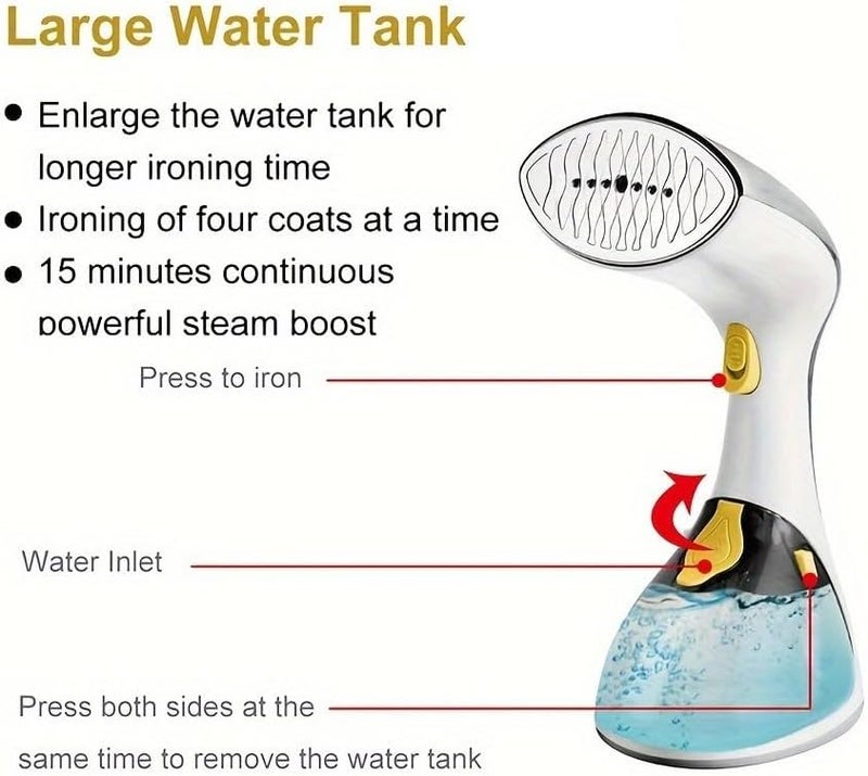 KLIKON Portable Garment Steamer Iron 270 ML 1300W Grey/White KGS-311 - Image 4