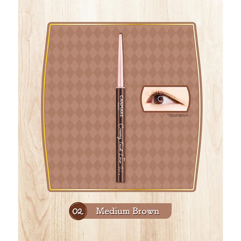 CANMAKE Creamy Touch Liner 1.5mm Slim Eyeliner (0.09 g) (02 Medium Brown) - Image 3