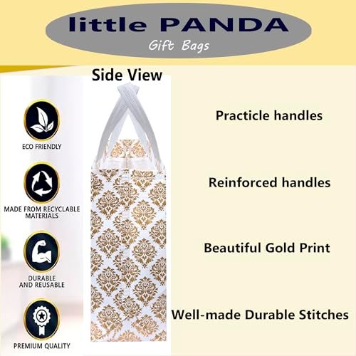 little PANDA Unisex Reusable Non-Woven Shopping Bag, Glossy Finish, Perfect for Gifts (Extra-small, Pack of 10 White-printed Bags) - Image 5