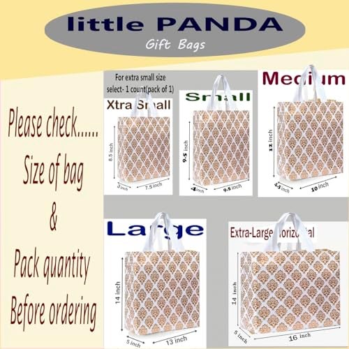 little PANDA Unisex Reusable Non-Woven Shopping Bag, Glossy Finish, Perfect for Gifts (Extra-small, Pack of 10 White-printed Bags) - Image 2