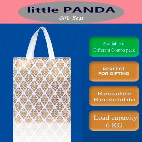 little PANDA Unisex Reusable Non-Woven Shopping Bag, Glossy Finish, Perfect for Gifts (Extra-small, Pack of 10 White-printed Bags) - Image 3