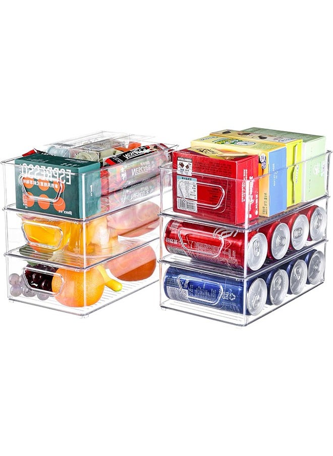 Arabest Refrigerator Organizer-Stackable Refrigerator Organizer with Hollow Handle for Refrigerators, Kitchens, Countertops, Cabinets - Clear Plastic Pantry Food Shelf (Set of 6)  - Image 1