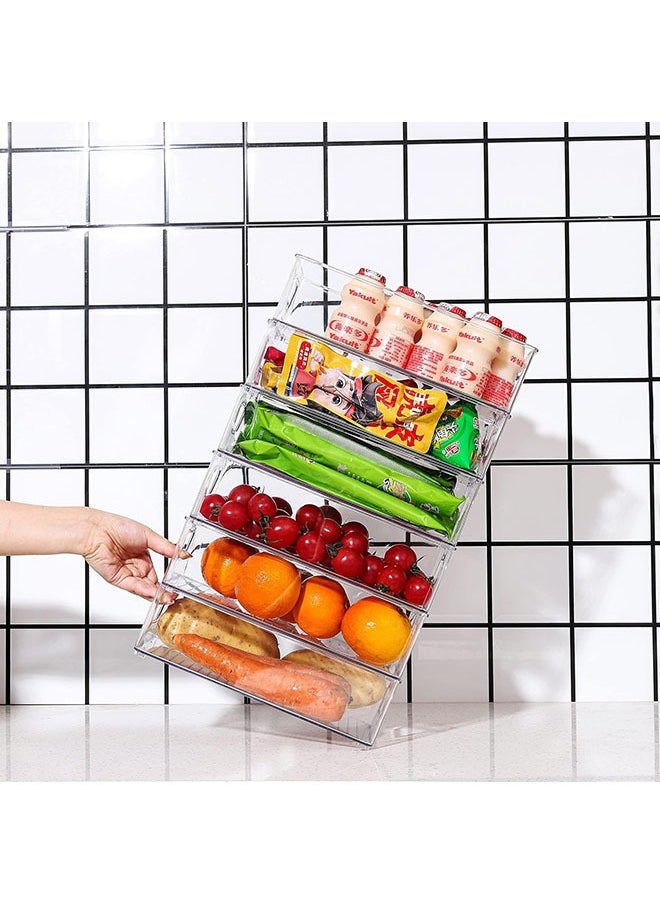Arabest Refrigerator Organizer-Stackable Refrigerator Organizer with Hollow Handle for Refrigerators, Kitchens, Countertops, Cabinets - Clear Plastic Pantry Food Shelf (Set of 6)  - Image 4
