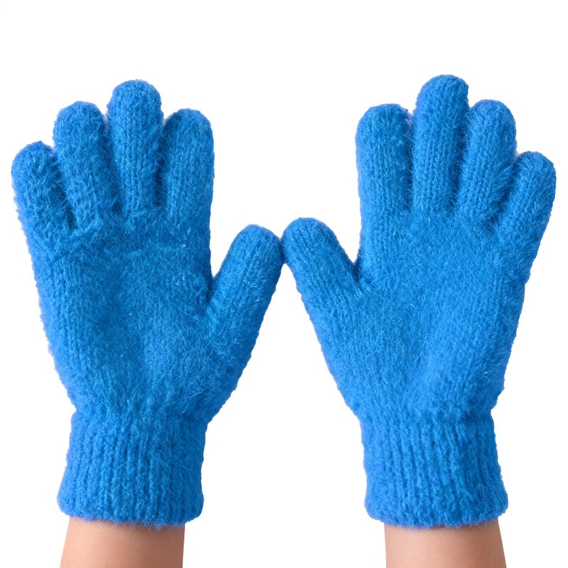 Blue Kids Full Finger Winter Gloves Warm Insulated Snow Mittens For Cold Weather - Image 2