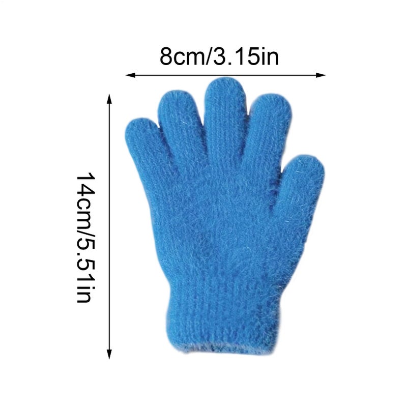 Blue Kids Full Finger Winter Gloves Warm Insulated Snow Mittens For Cold Weather - Image 3