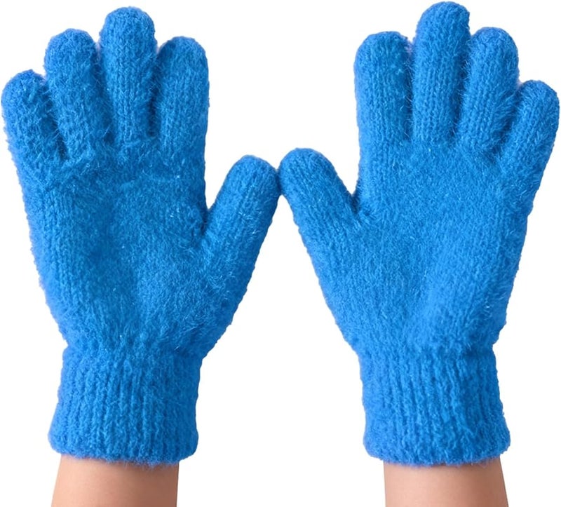 Blue Kids Full Finger Winter Gloves Warm Insulated Snow Mittens For Cold Weather - Image 1