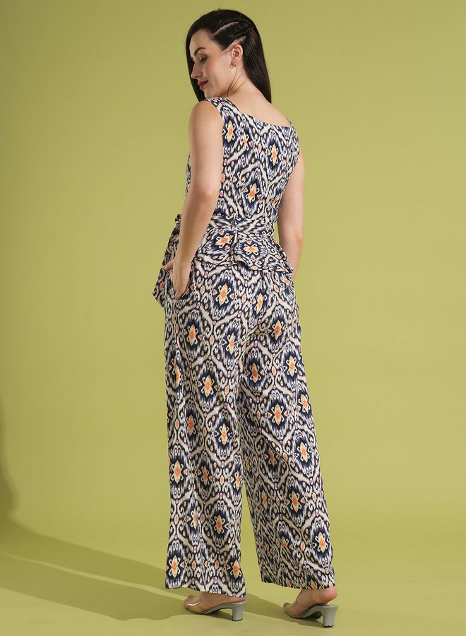 Globus Ethnic Print Waist Tie-Up Peplum Top and Trouser Co-Ords - Image 3