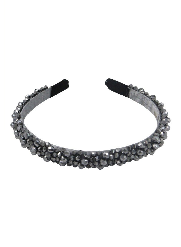 طوق دانتيلا إيريكا مطرز للبنات - رمادي