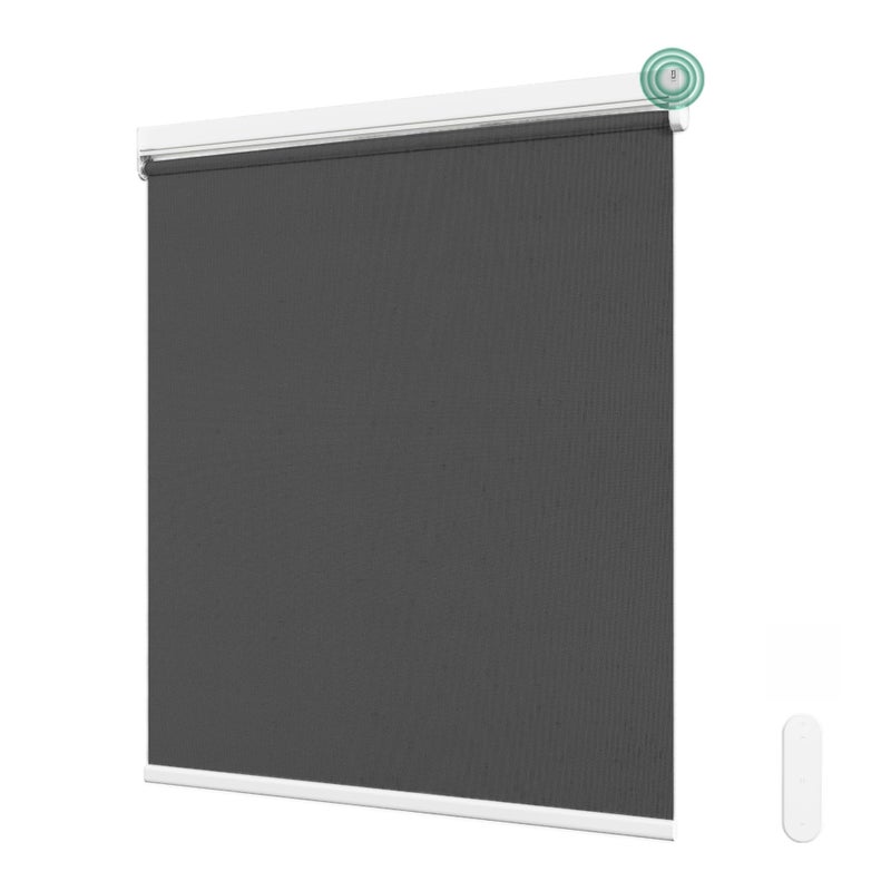 Allesin Motorized Roller Blinds with Remote Control for Windows Blackout Smart Roller Shade Battery Powered Electric Smart Blind Smoky Gray 31 W x 72 H