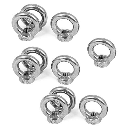 lasenersm 10 PCS 304 Stainless Steel M5 Thread Dia Ring Shape Eyed Bolt Lifting Eye Nut Fastener - Image 1