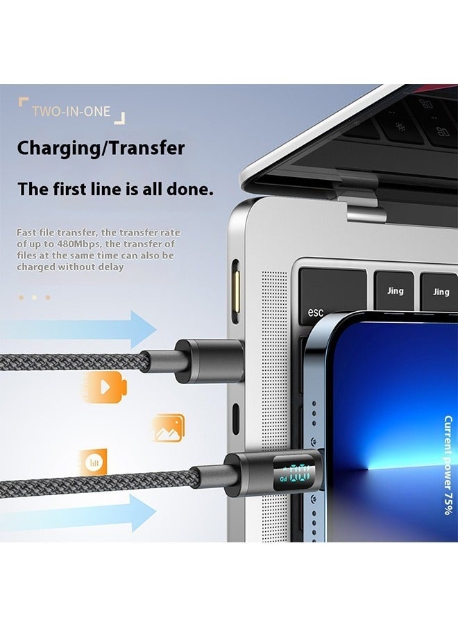 NH 100W USB-C to USB-C Cable with Display Screen | 5A High-Speed Charging & Data Sync | Ultra Durable Braided Design - Image 3