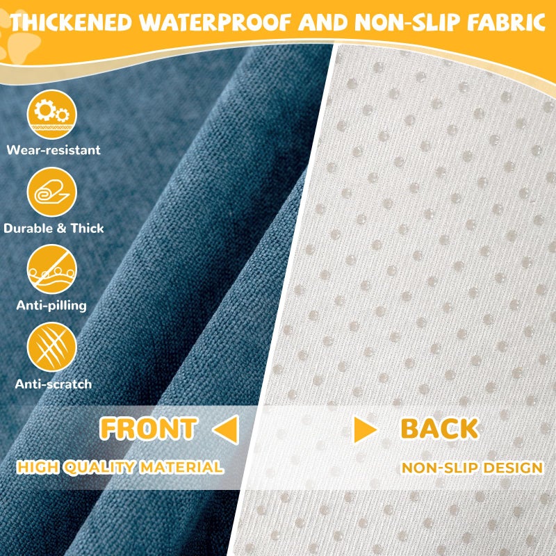 Osunnus 100% Waterproof Non-Slip Couch Cover for Pets & Dogs Sofa Cover Washable Anti Cat Scratch Furniture Protector for 3 Cushion Couch Sectional Sofa Pet Friendly, Navy Blue 79" x 118" - Image 4