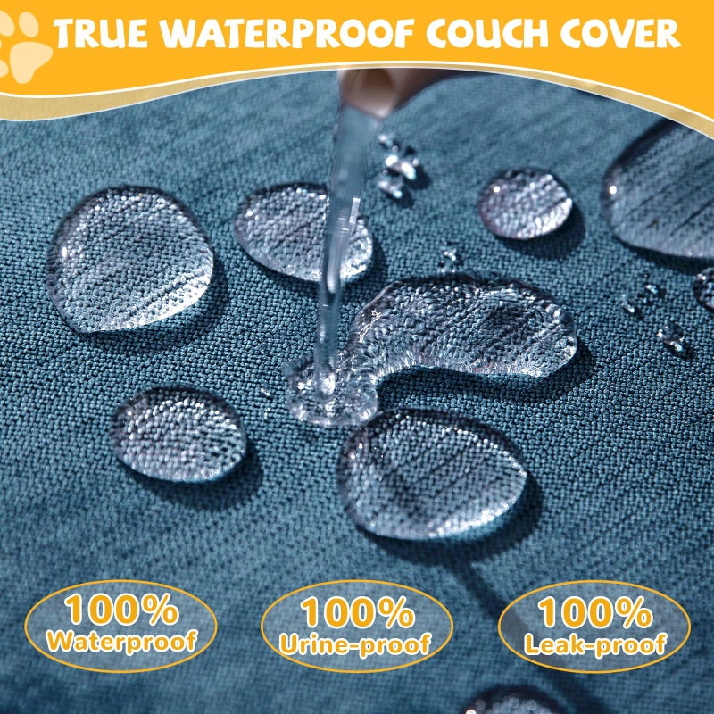 Osunnus 100% Waterproof Non-Slip Couch Cover for Pets & Dogs Sofa Cover Washable Anti Cat Scratch Furniture Protector for 3 Cushion Couch Sectional Sofa Pet Friendly, Navy Blue 79" x 118" - Image 3