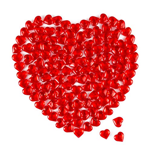 Homtable Red Acrylic Heart Translucent Hearts Shaped Crystals Gems for Table Scatter, Valentine's Day, Wedding, Artwork, Birthday Party Decoration, Favor Vase Filler (150 Pieces) (Red) - Image 1