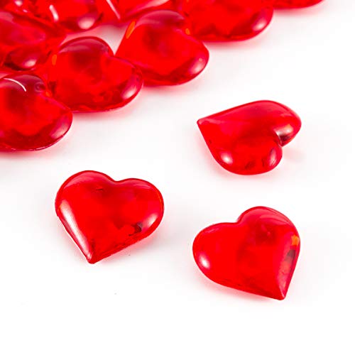 Homtable Red Acrylic Heart Translucent Hearts Shaped Crystals Gems for Table Scatter, Valentine's Day, Wedding, Artwork, Birthday Party Decoration, Favor Vase Filler (150 Pieces) (Red) - Image 3