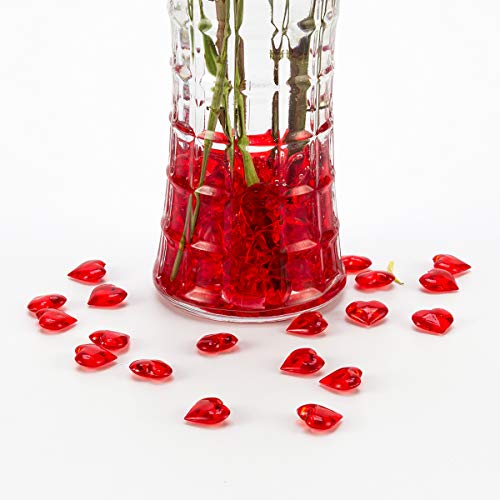 Homtable Red Acrylic Heart Translucent Hearts Shaped Crystals Gems for Table Scatter, Valentine's Day, Wedding, Artwork, Birthday Party Decoration, Favor Vase Filler (150 Pieces) (Red) - Image 4