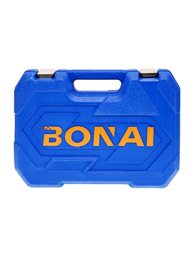 بوناي طقم مفاتيح ربط احترافي من بوناي BN-HK77، 94 قطعة | مجموعة مفاتيح ربط بمقاسات 1/4 و 1/2 بوصة مع رؤوس مترية | حقيبة أدوات شديدة التحمل - Image 4
