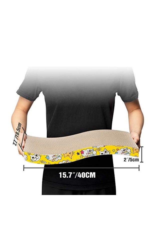 Emily Pets Cat Scratcher Cardboard 2 In 1 Reversible Scratching Pad Recyclable Corrugated Scratch Toy With Wave Shape & 10Ml Catnip Cat Scratch Lounge For Furniture Protection Scratch Board - Image 2