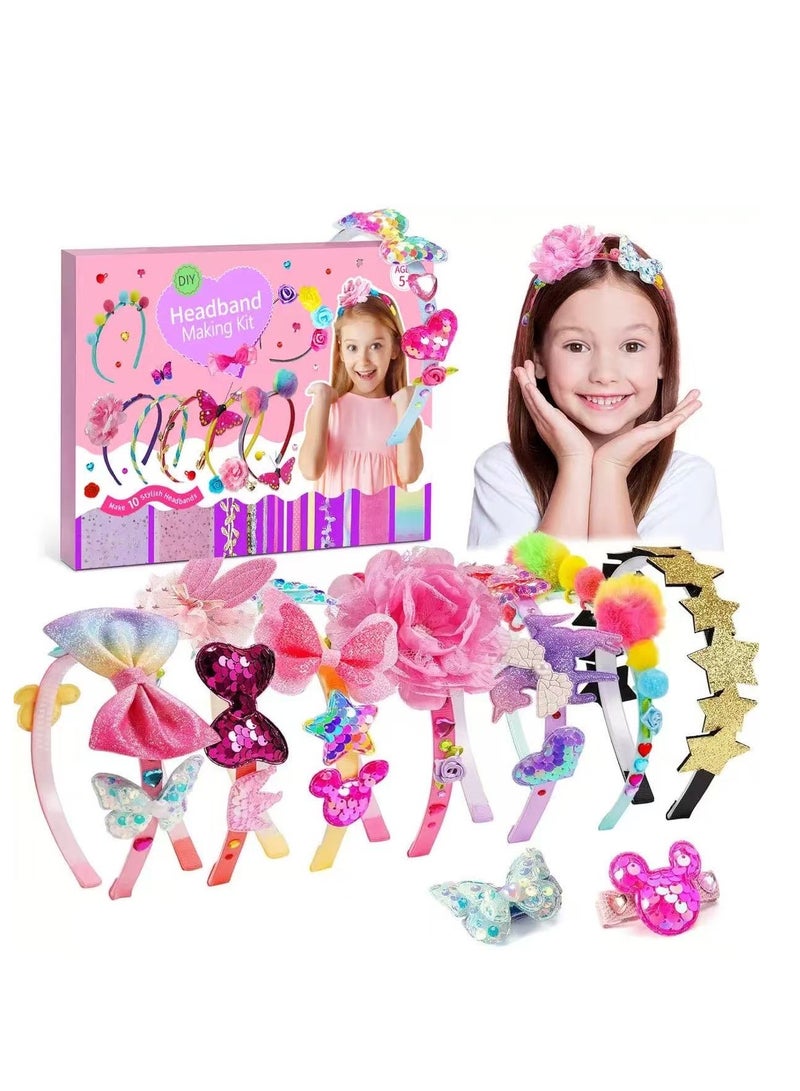 FengSVMA Hair Accessories for Girls, Headband Making Kit,Over 5 years old Girls, Arts and Craft Kits, Birthday Presents DIY Stocking Stuffers- 49 Pcs - Image 1