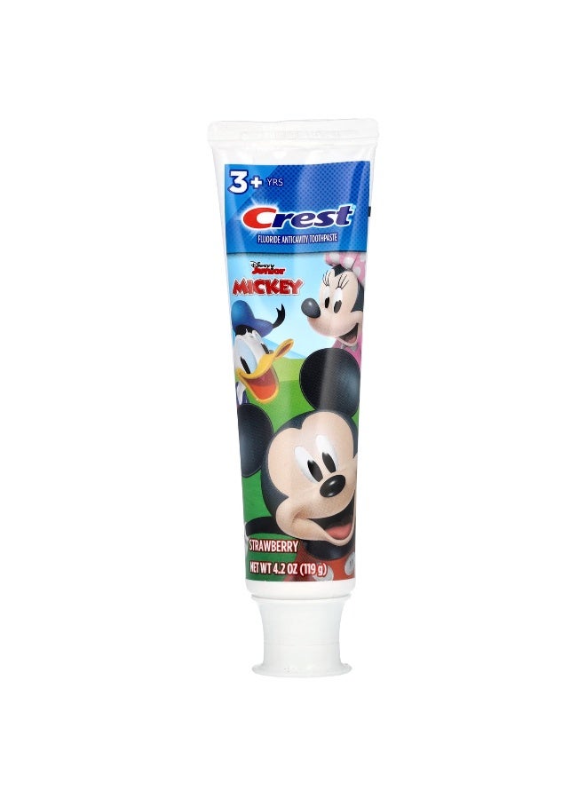 Crest كريست، معجون أسنان مضاد للتسوس بالفلورايد، ديزني جونيور ميكي، 3+ سنوات، فراولة، 4.2 أونصة (119 جرام) - Image 1