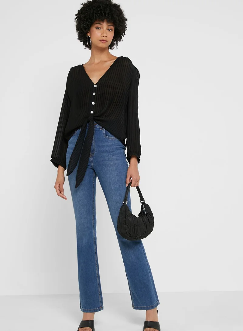 ONLY Front Knot Ribbed Top