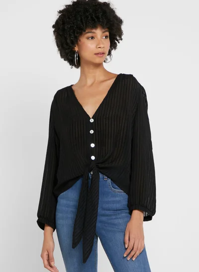 ONLY Front Knot Ribbed Top