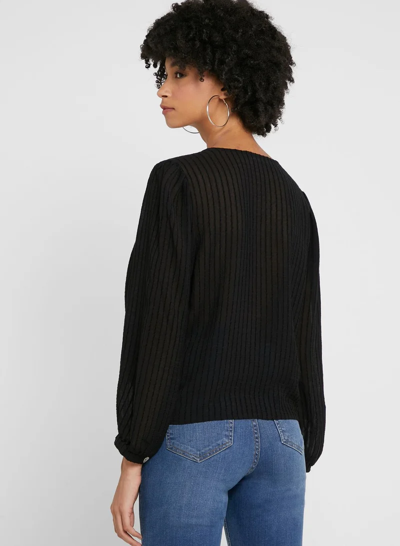 ONLY Front Knot Ribbed Top
