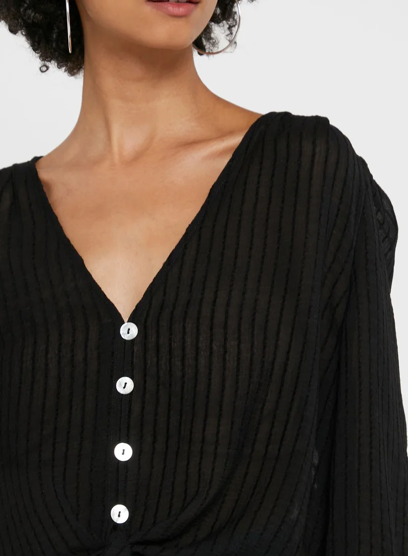 ONLY Front Knot Ribbed Top