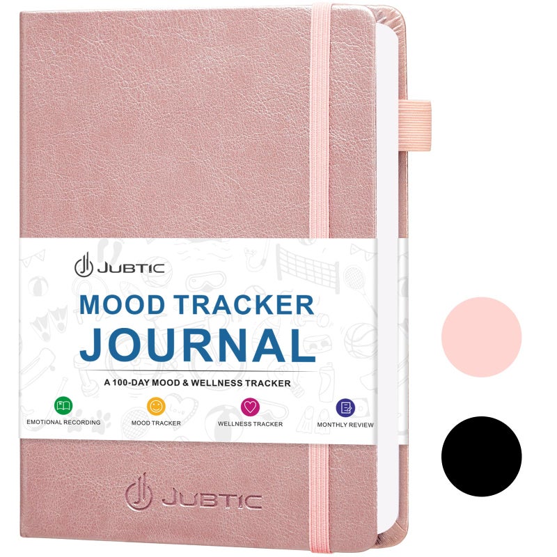 JUBTIC Mood Tracker Journal, Mental Health Journal for Women, 100-Day Self Care & Anxiety Journal with Wellness Tracker and Monthly Reflection, ADHD Planner to Practice Positive Thinking, Rose Gold - Image 1