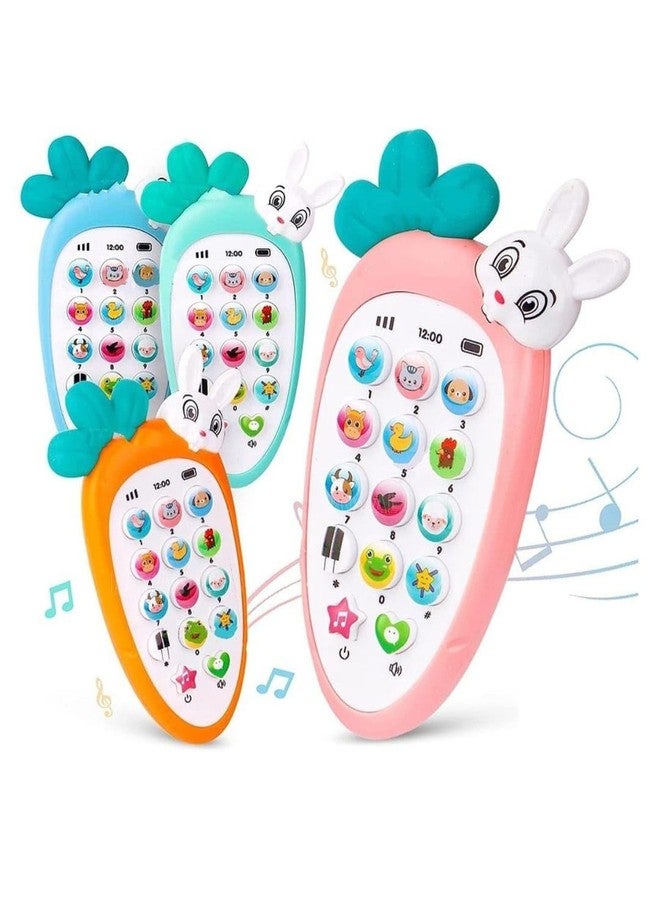 Carrot Style Cute Rabbit Face Pretend Play Cell Phone Toy for Kids, Toddlers with Music, Ringtones & Lights | Birthday Party Favors and Gifts for Girls - Image 3