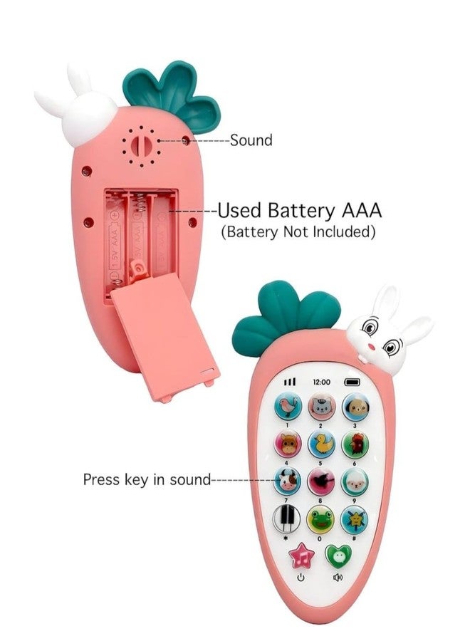 Carrot Style Cute Rabbit Face Pretend Play Cell Phone Toy for Kids, Toddlers with Music, Ringtones & Lights | Birthday Party Favors and Gifts for Girls - Image 2
